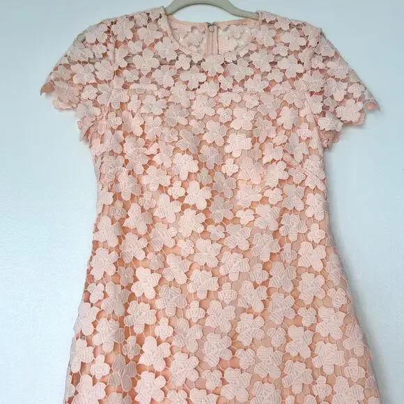 Shoshanna Marcella Lace Dress Blush Pink Anthropologie Floral Midi Size 4 - Picture 3 of 16